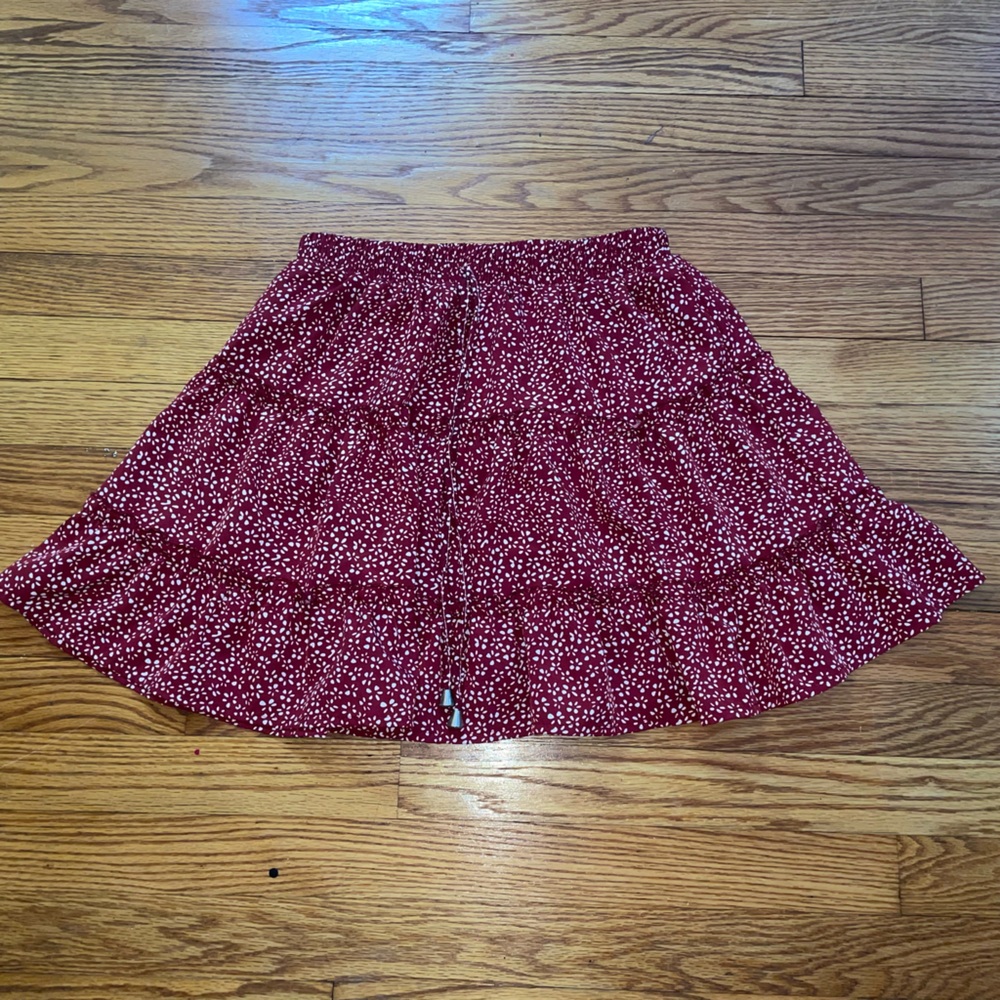floral mid thigh length skirt